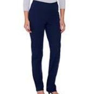NWT ISAAC MIZRAHI STRETCH STRAIGHT LEG PANTS DARK‎ NAVY 4